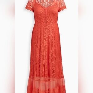 Elegant Coral Lace Dress